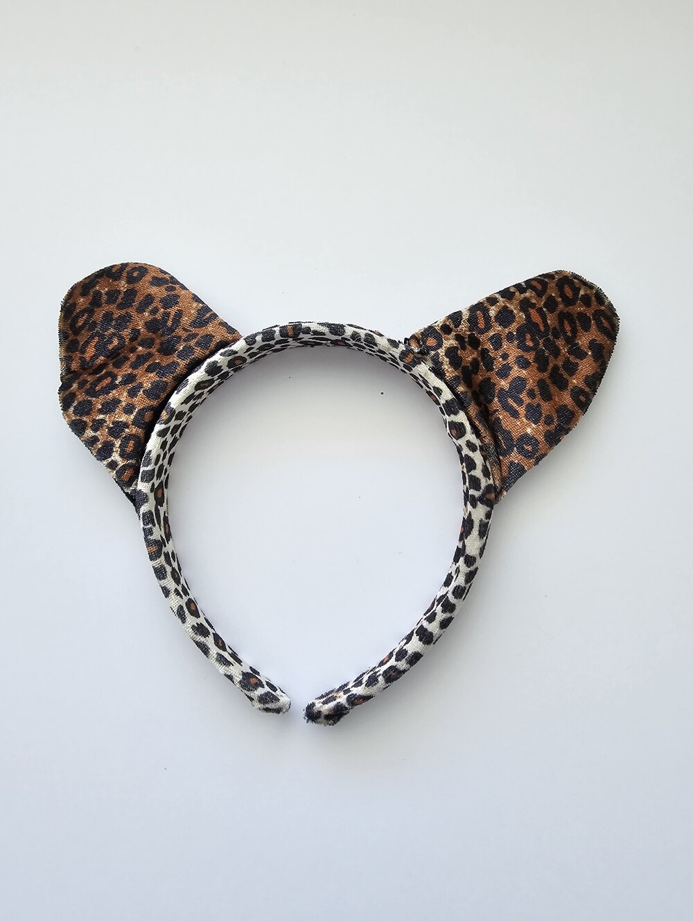 ​Vintage Leopard Cheetah Print Velvet Cat Ears Headband Halloween Costume